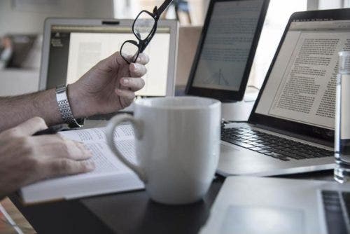 Researcher at desk