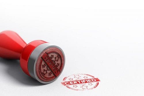 Stamp saying “certified”